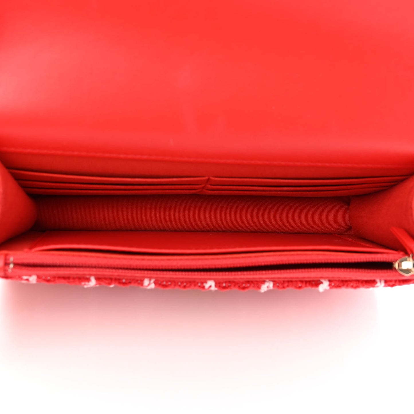 Tweed Quilted Chanel 19 Wallet On Chain WOC Red White