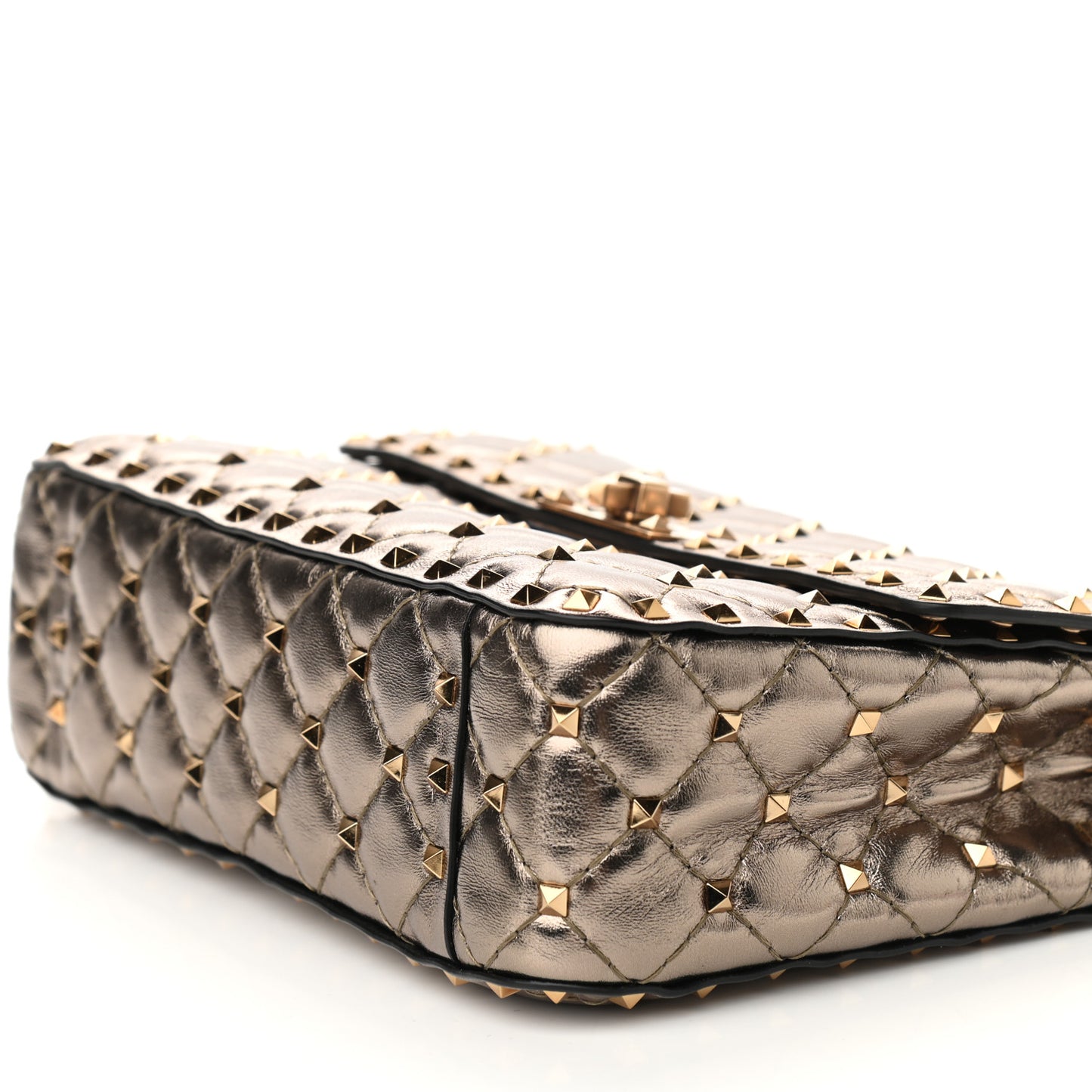 Metallic Lambskin Medium Rockstud Spike Shoulder Bag Sasso