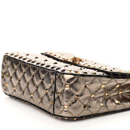 Valentino Garavani Metallic Lambskin Medium Rockstud Spike Shoulder Bag Sasso 8 of 8
