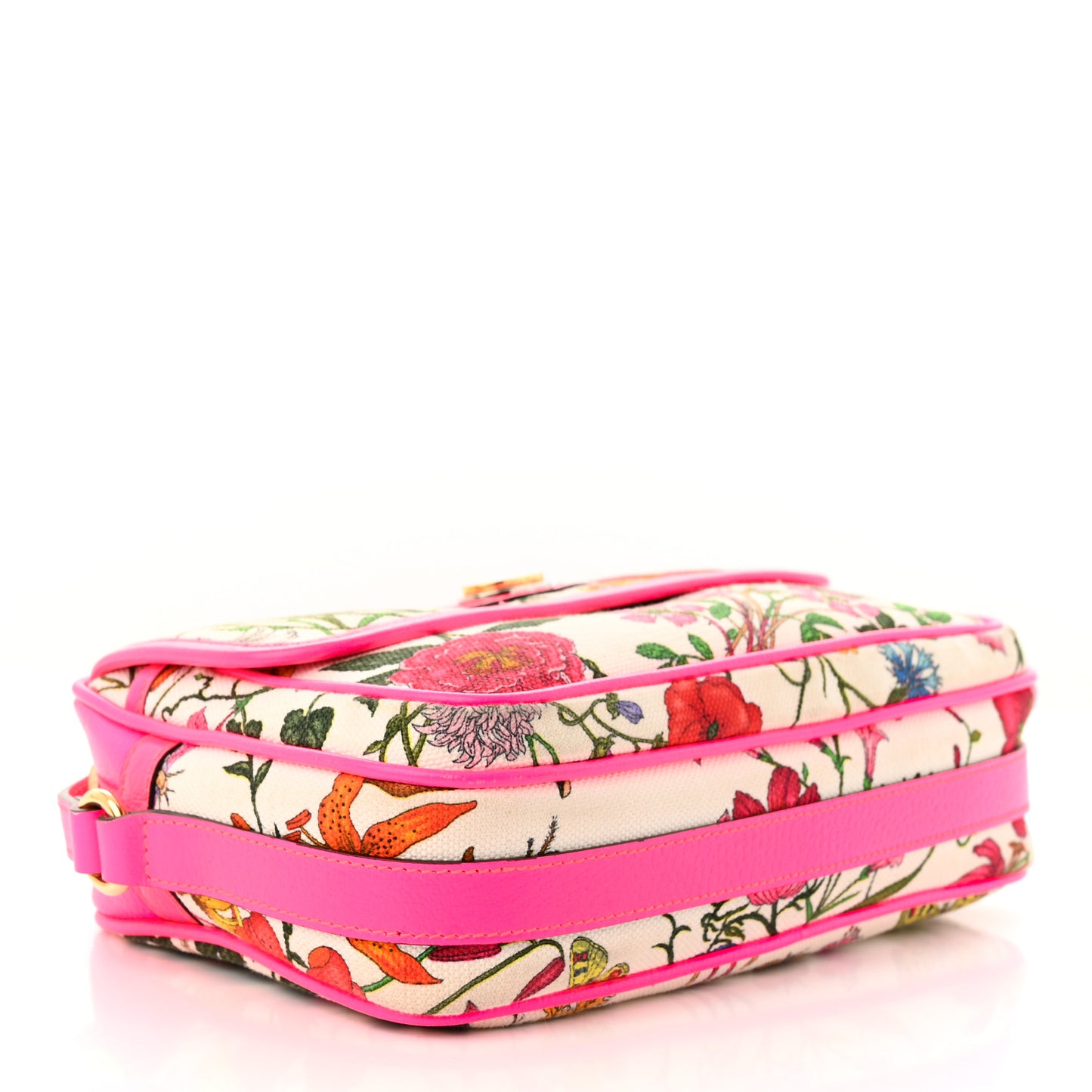 Canvas Flora Floral Shoulder Bag White Fuchsia Fluo