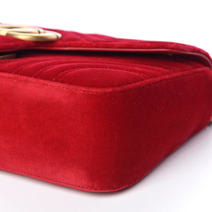 Gucci Velvet Matelasse Small GG Marmont Shoulder Bag Hibiscus Red 6 of 10