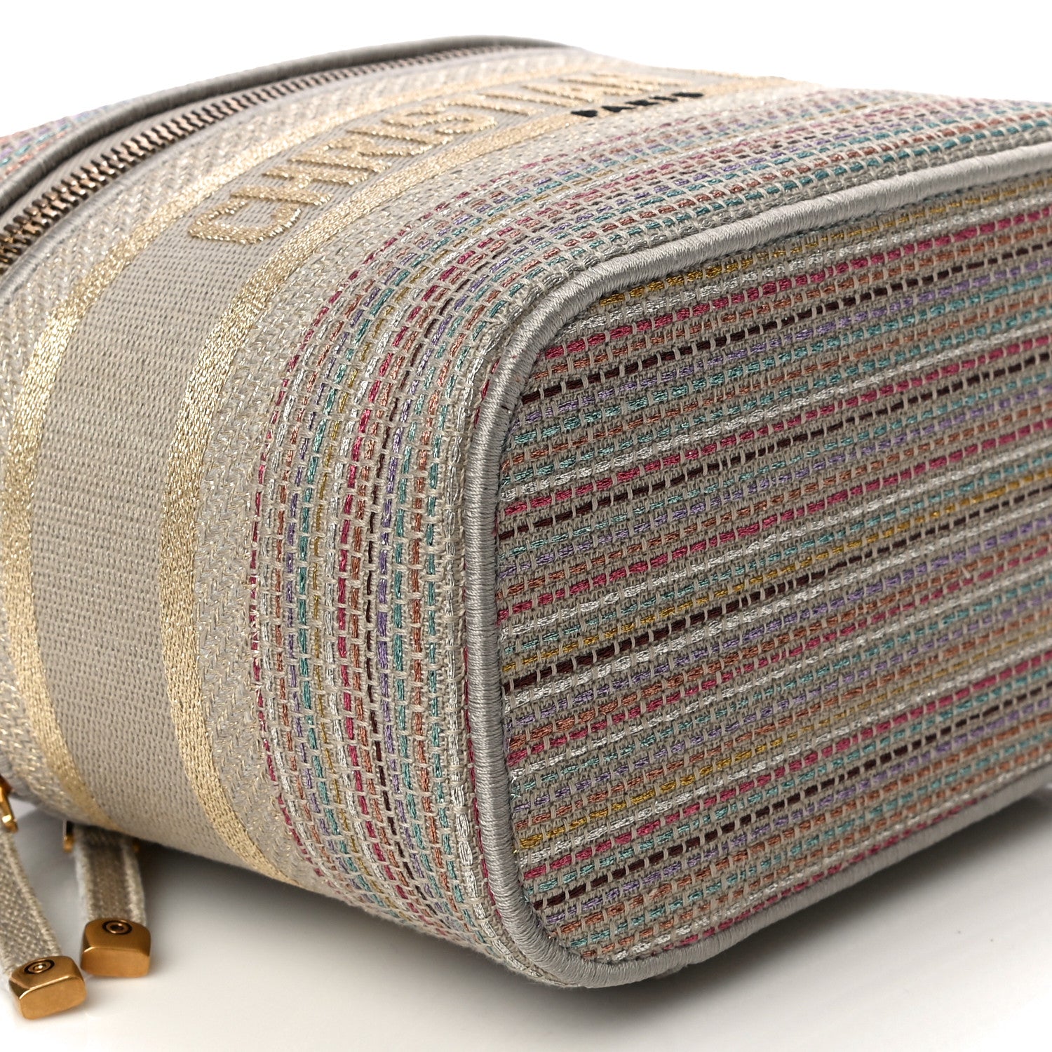 Christian Dior Canvas Embroidered Stripes Diortravel Vanity Case Multicolor 8 of 10