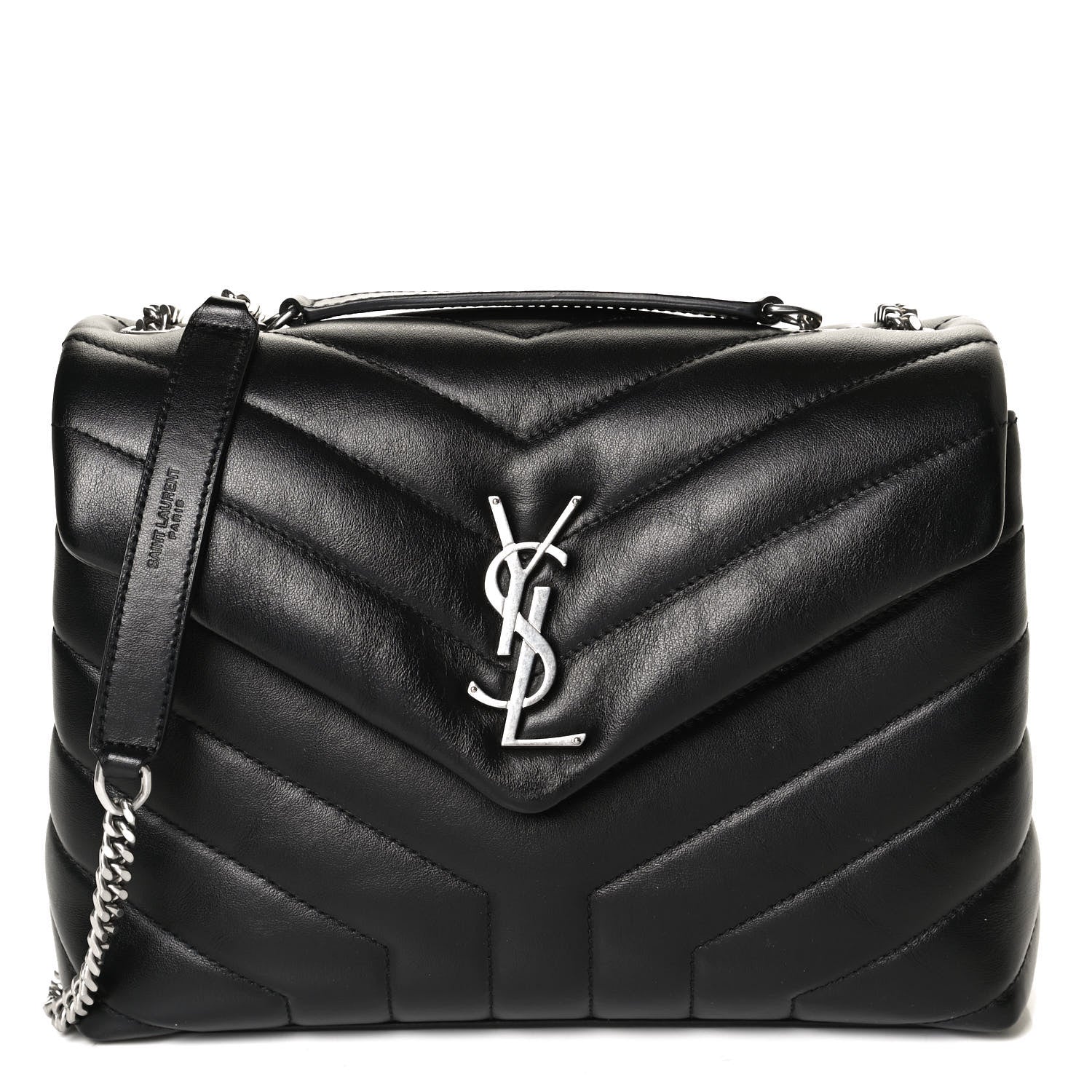 Saint Laurent Calfskin Y Quilted Monogram Small Loulou Chain Satchel Black 8 of 13