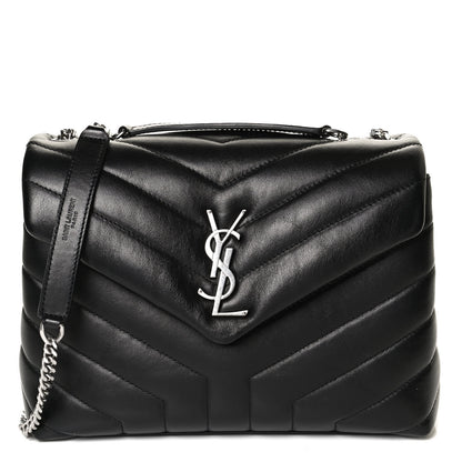 Saint Laurent Calfskin Y Quilted Monogram Small Loulou Chain Satchel Black 8 of 13