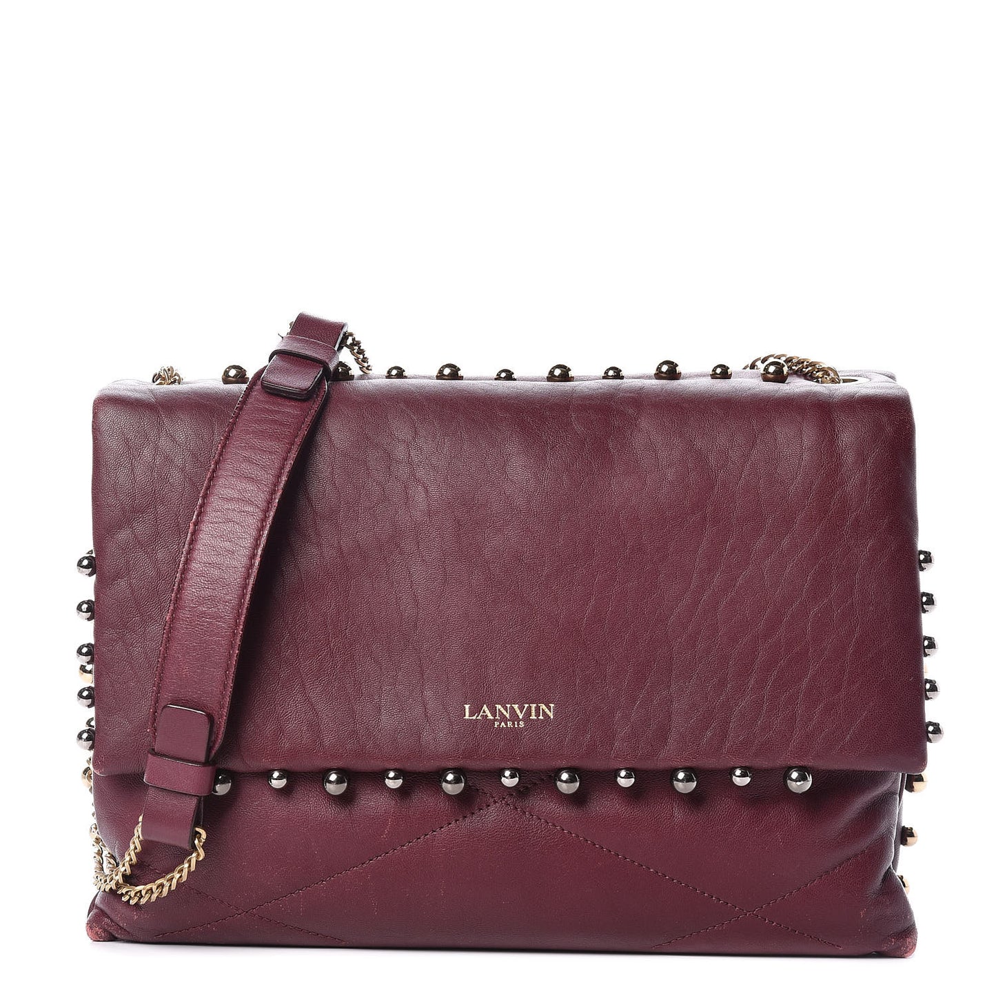 Lambskin Quilted Metal Pearl Medium Sugar Flap Shoulder Bag Purple