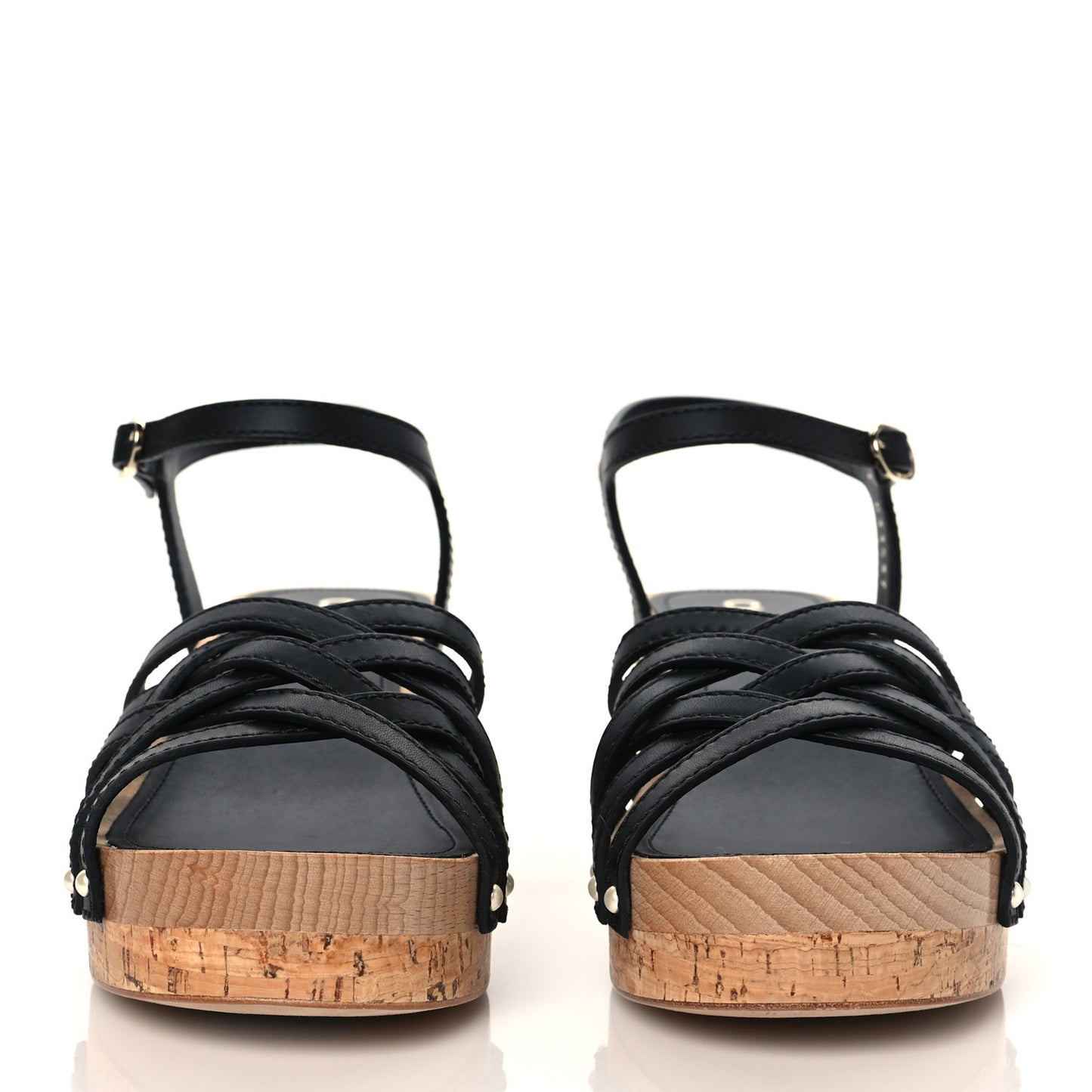 Cork Wood Mykonos Wedge 38 Black