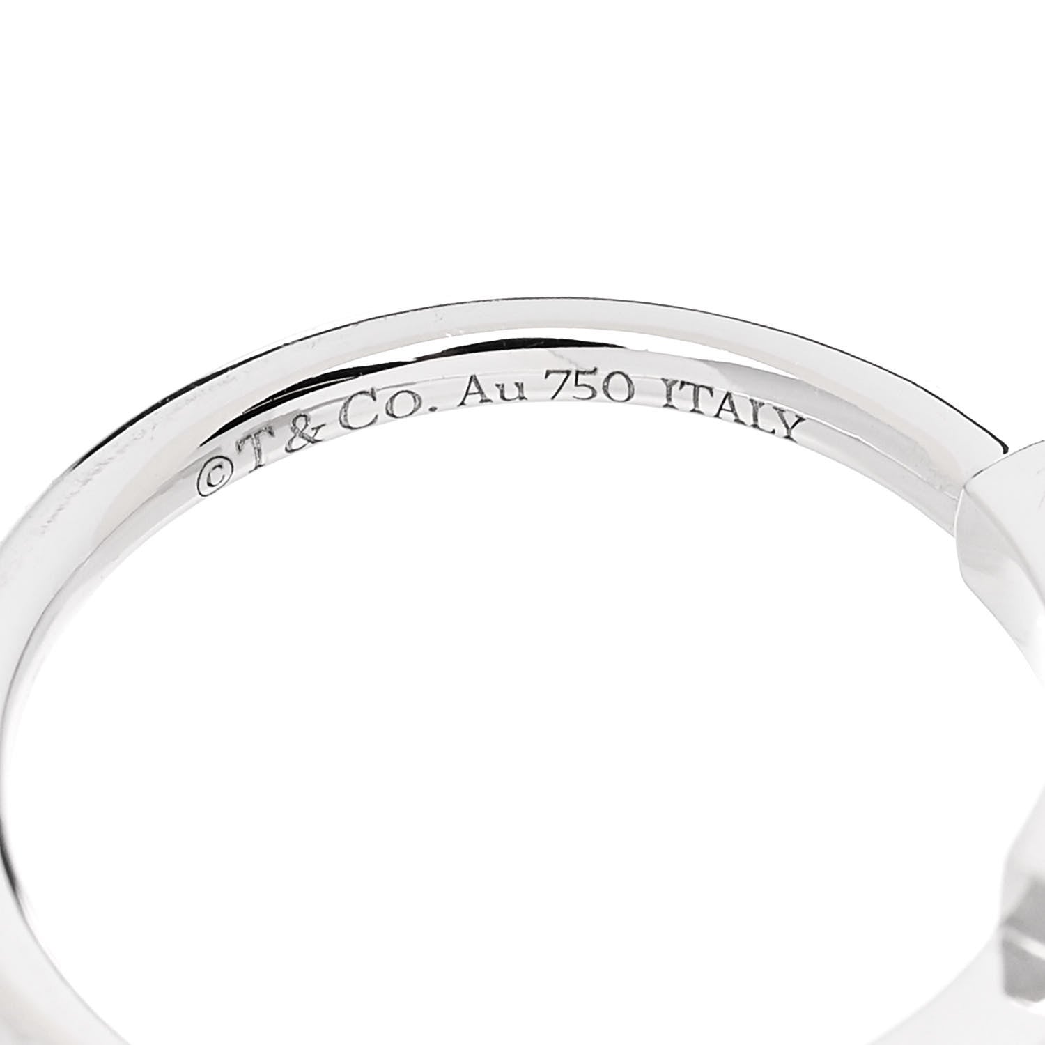 Tiffany 18K White Gold Diamond T Wire Ring 52 6 4 of 5