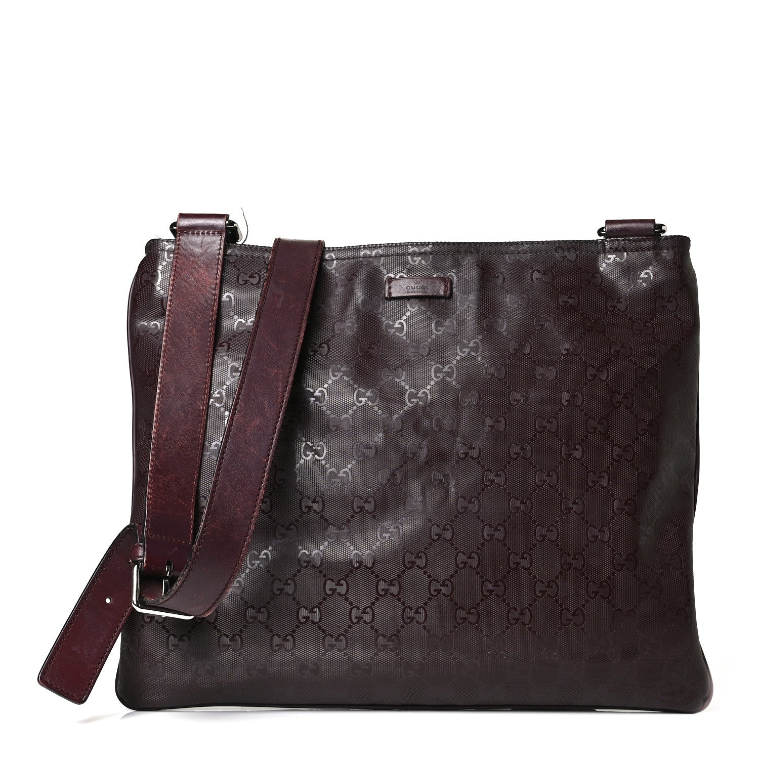 Gucci Imprime Monogram Medium Flat Messenger Bag Bordeaux 1 of 12