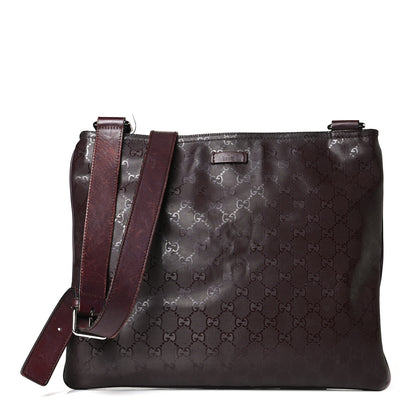 Gucci Imprime Monogram Medium Flat Messenger Bag Bordeaux 1 of 12