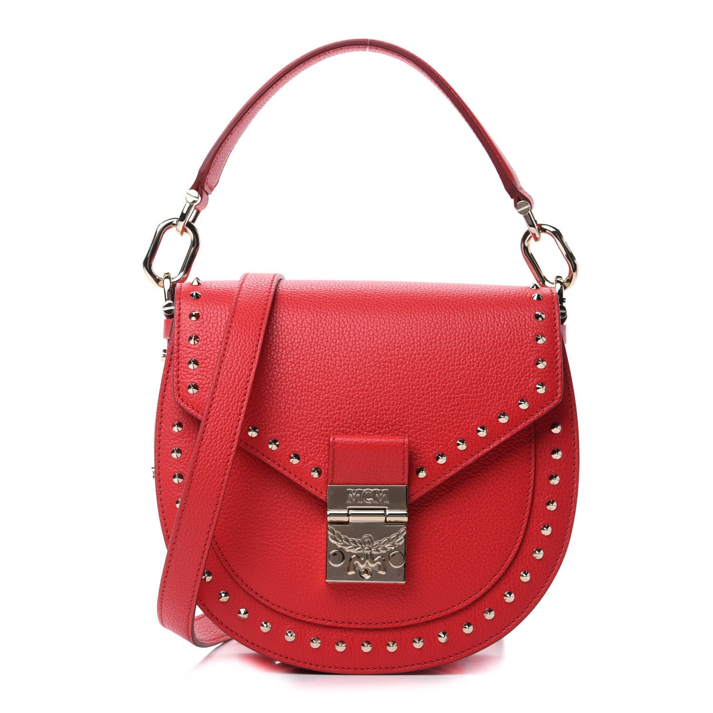 Grained Calfskin Small Patricia Studded Crossbody Bag Chinese Red