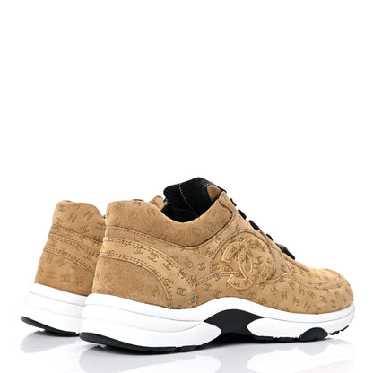 Chanel Suede Calfskin Printed CC Sneakers 39 Beige 4 of 11