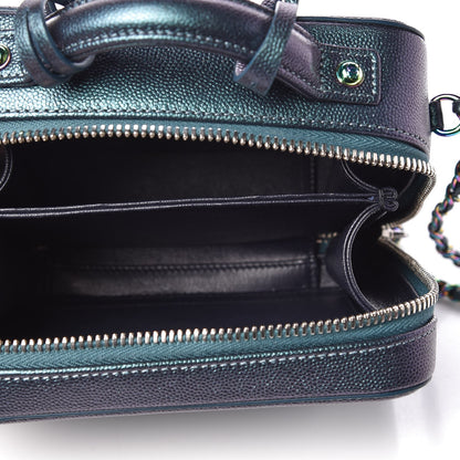 Chanel Iridescent Caviar Quilted Small CC Filigree Vanity Case Dark Turquoise 5 of 8