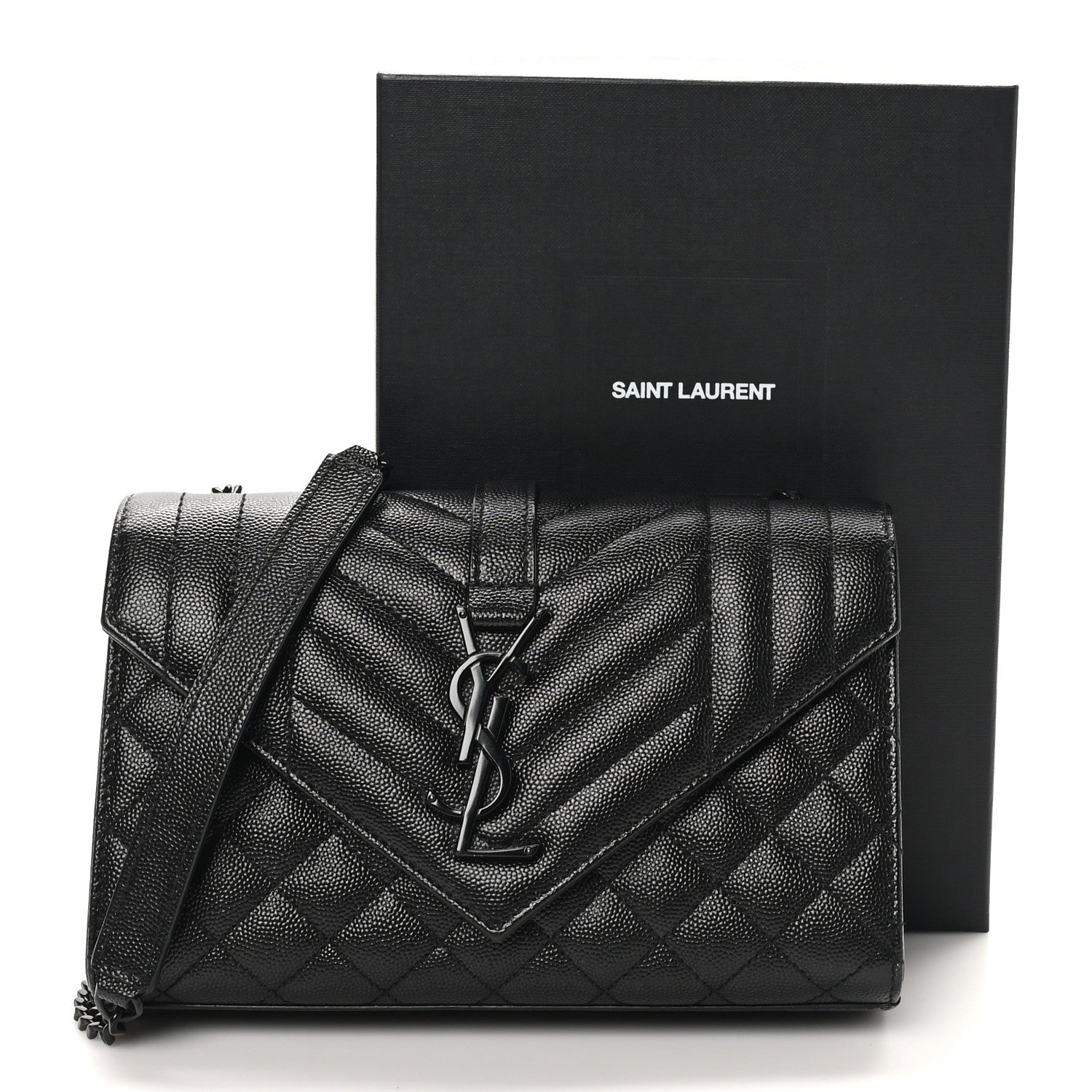 Saint Laurent Grain De Poudre Textured Mixed Matelasse Triquilt Small Monogram Monochrome Satchel Black 11 of 11