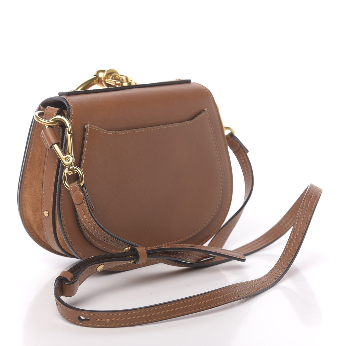 Calfskin Suede Small Nile Bracelet Bag Caramel