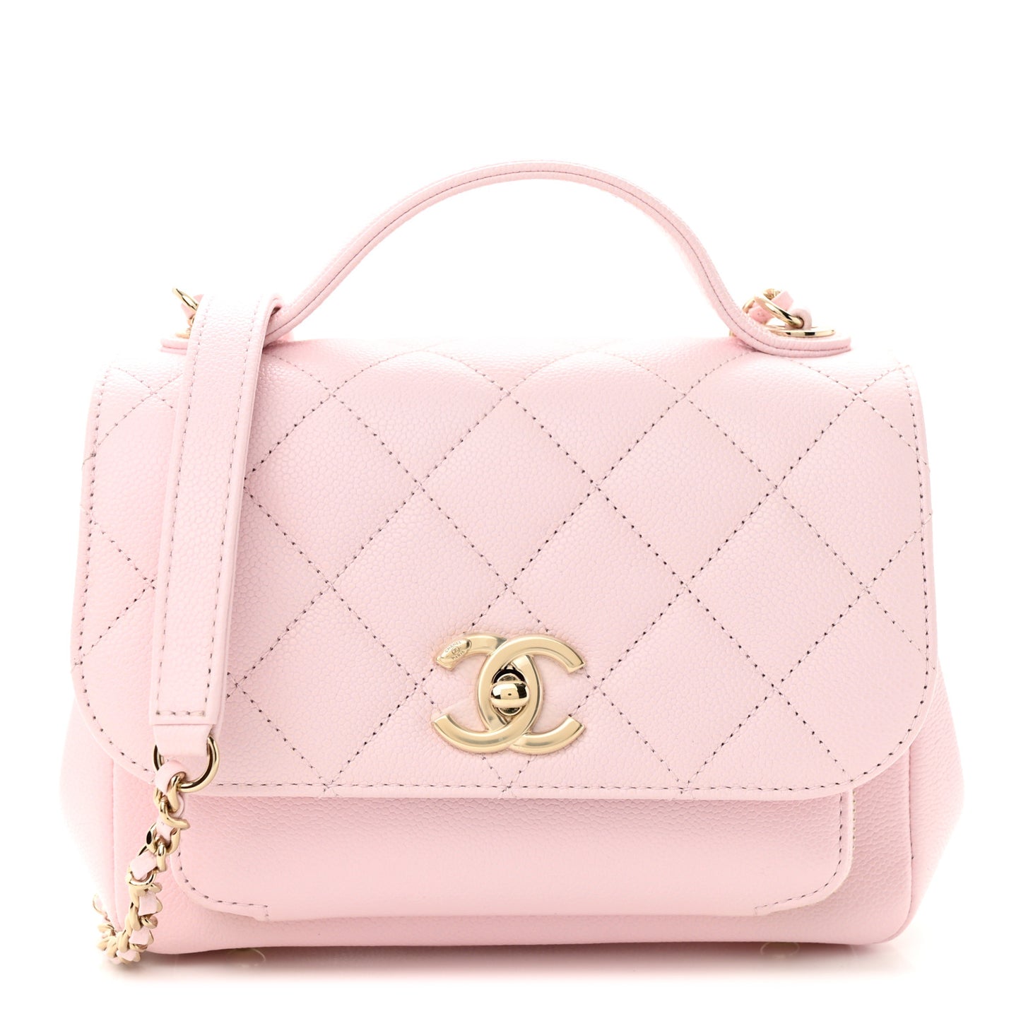 Caviar Quilted Small Business Affinity Flap Light Pink