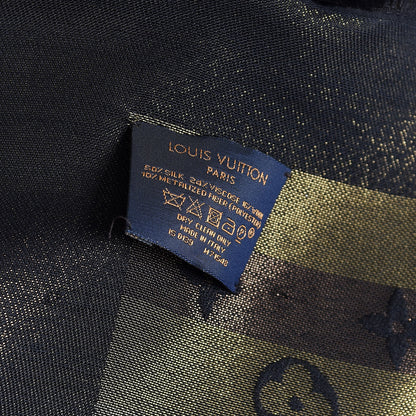Louis Vuitton Silk Lurex Wool So Shine Monogram Shawl Black 4 of 4
