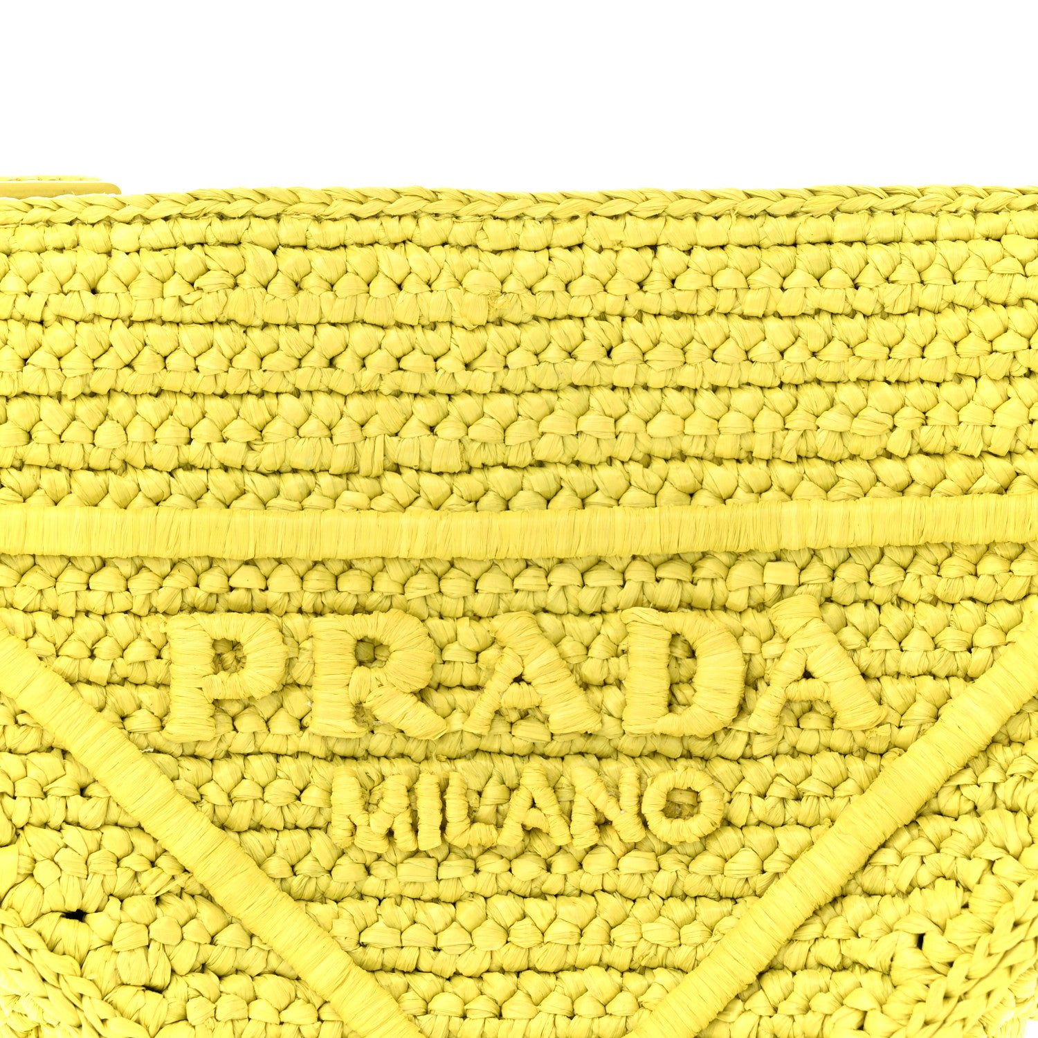 Prada Yarn Raffia Effect Crochet Triangle Shoulder Bag Giallo 7 of 10