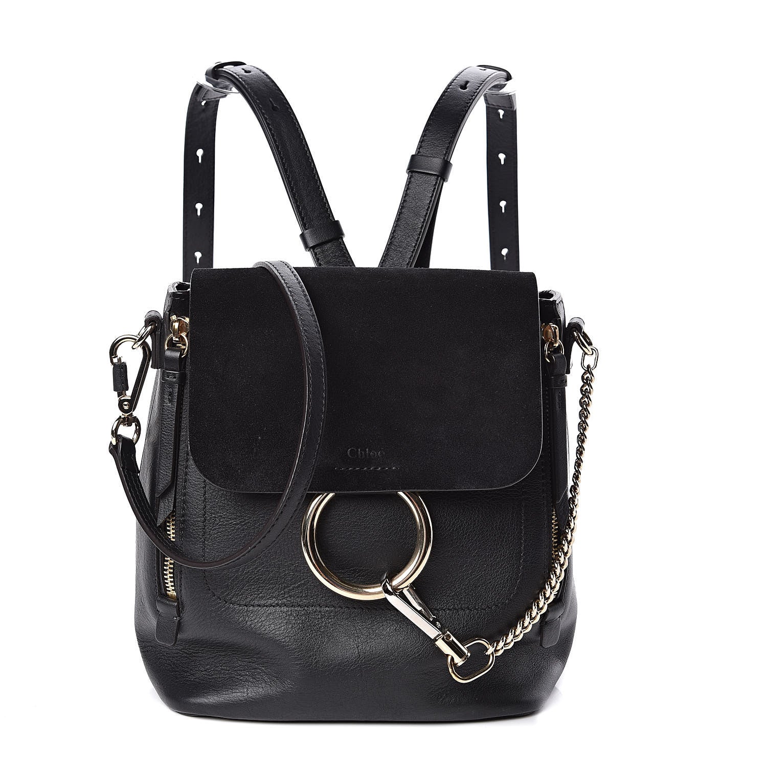 Chloe Suede Calfskin Small Faye Backpack Black 1 of 12