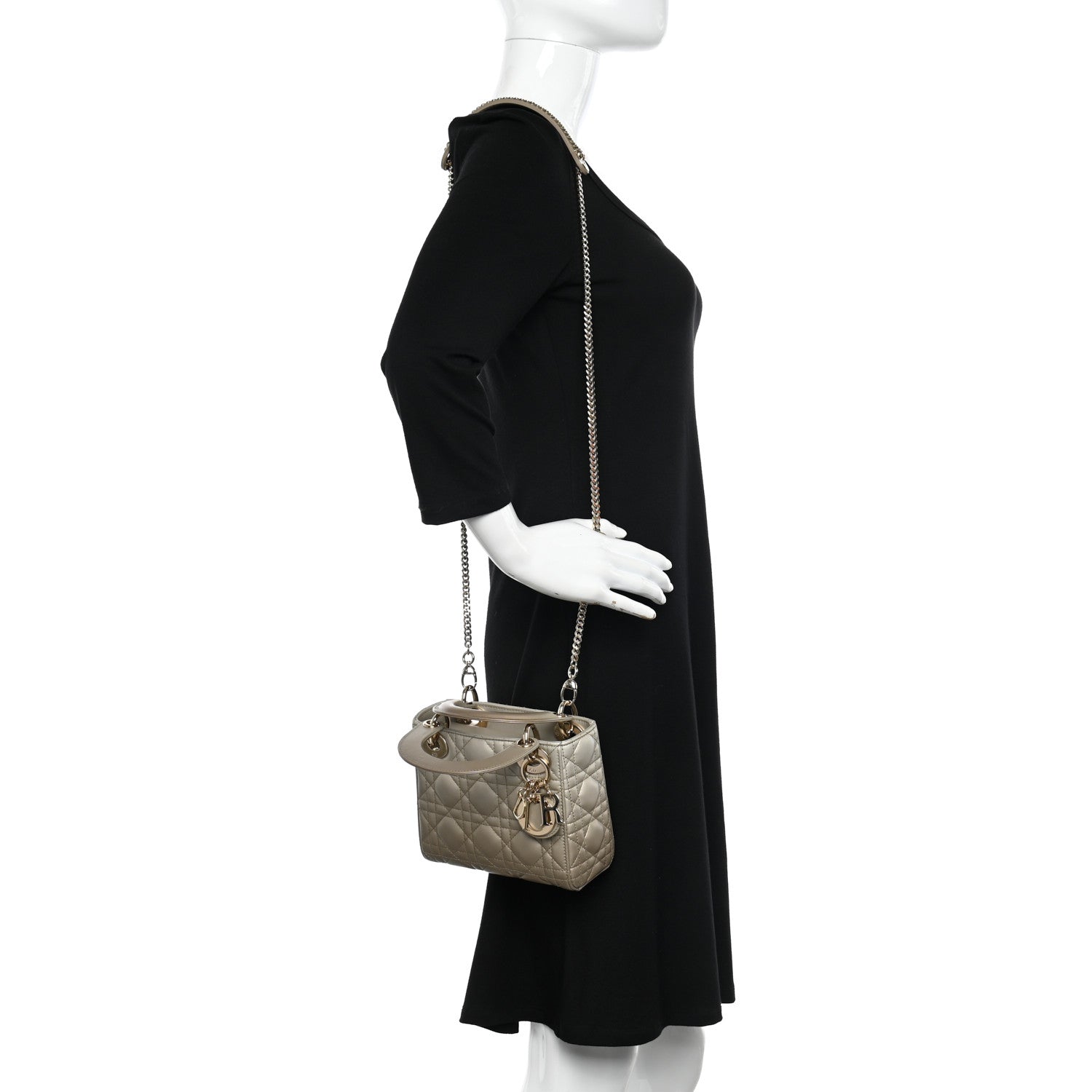 Christian Dior Metallic Lambskin Cannage Mini Lady Dior Gold 2 of 10