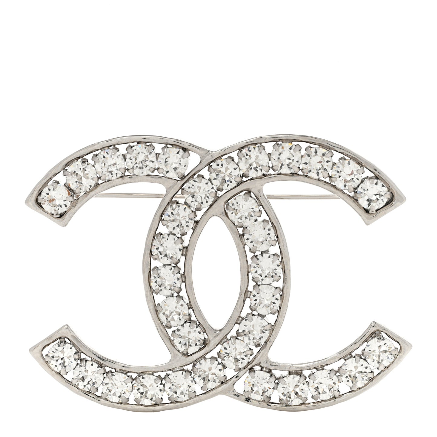 Crystal Large CC Brooch Silver
