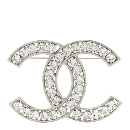 Chanel Crystal Large CC Brooch Silver 1 of 4