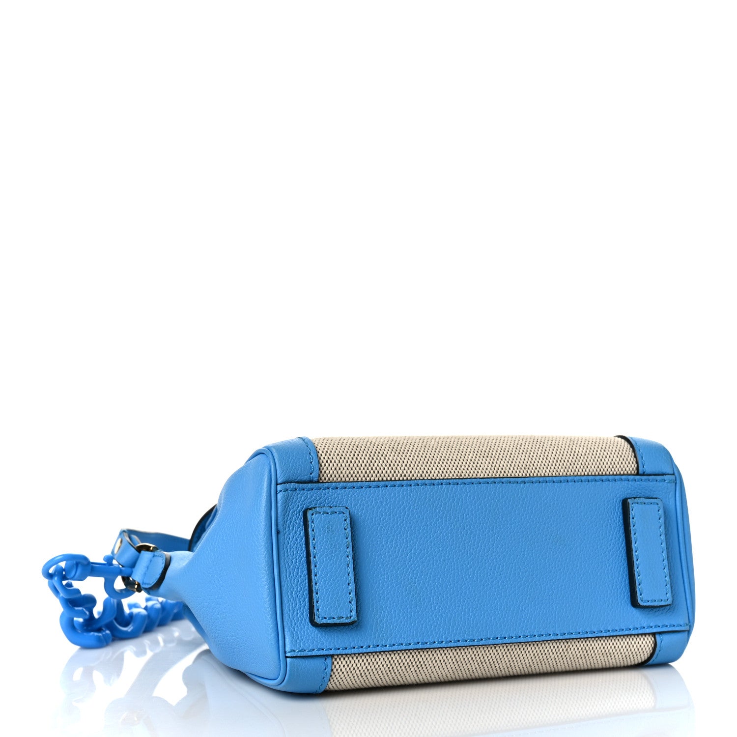 Versace Calfskin Canvas Medusa Small Top Handle Handbag Blue 4 of 8