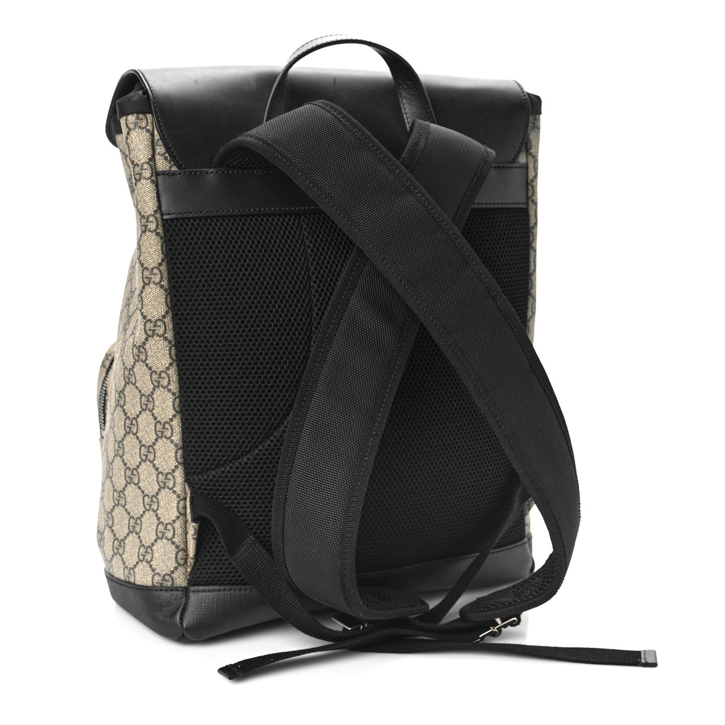 GG Supreme Monogram Single Buckle Backpack Beige Black