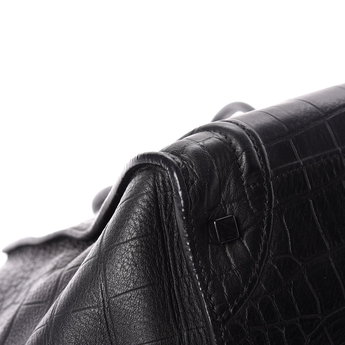 Crocodile Embossed Calfskin Medium Phantom Luggage Black