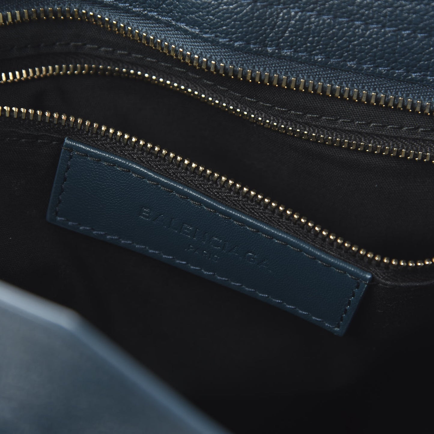 Chevre Gold Metallic Edge Hardware City Bleu Paon