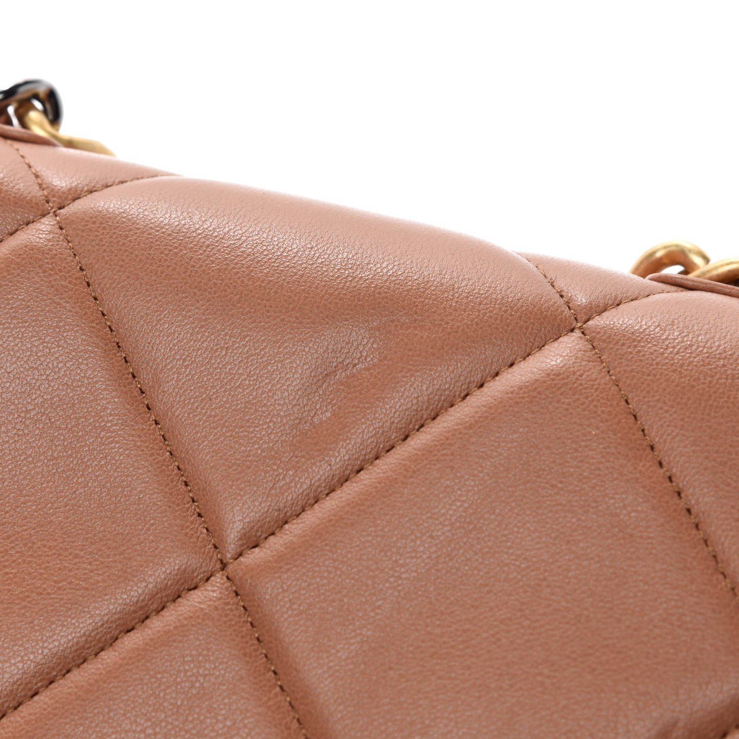 Lambskin Quilted 19 Wallet On Chain WOC Brown