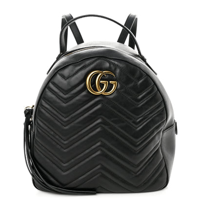 Gucci Calfskin Matelasse GG Marmont Dome Backpack Black 1 of 13