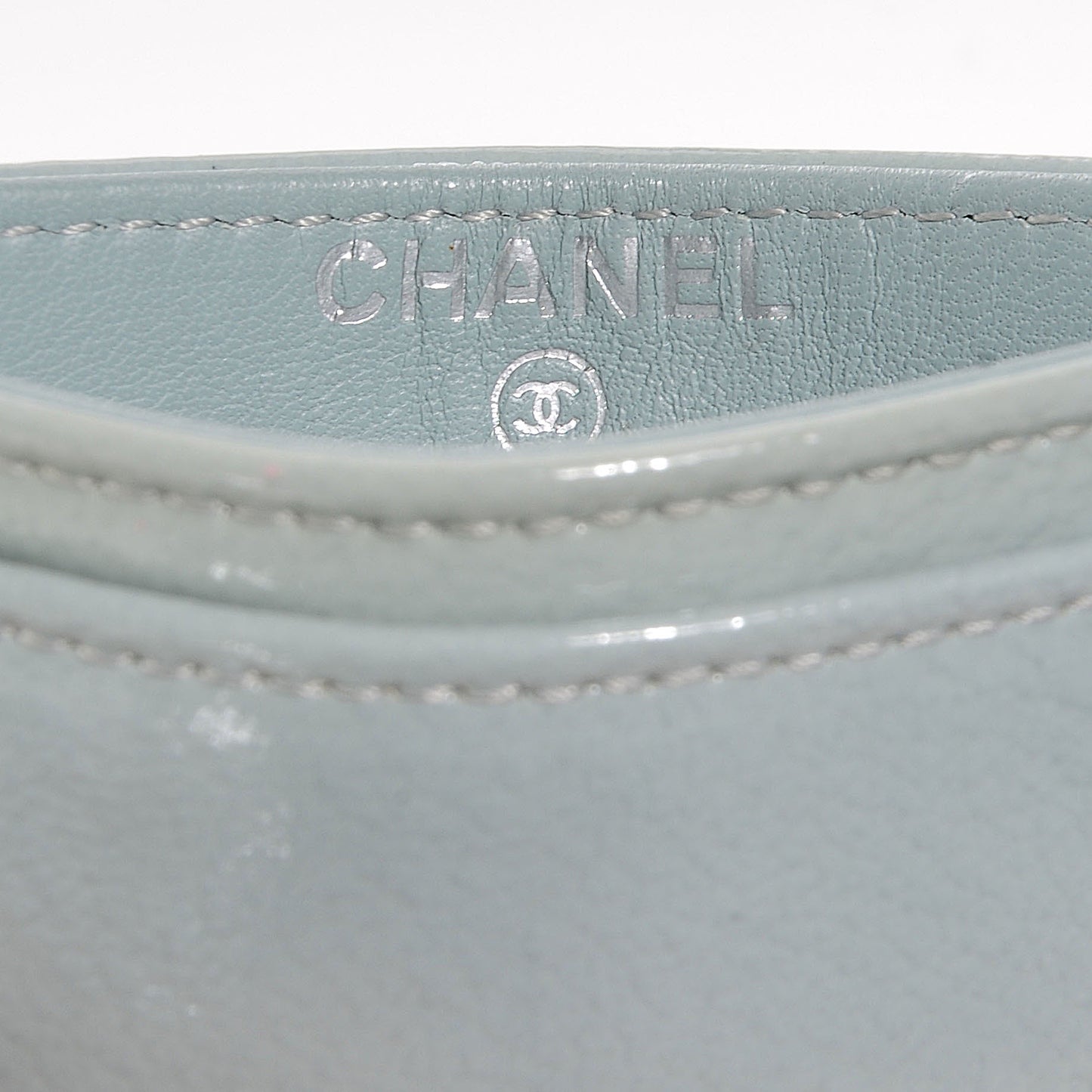 Patent Credit Card Holder Light Blue