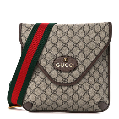 Gucci GG Supreme Monogram Web Medium Neo Vintage Flap Messenger Bag Beige New Acero 1 of 12
