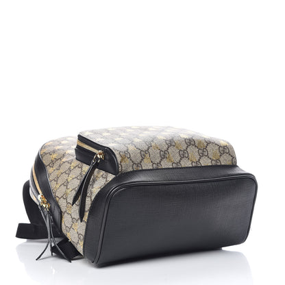 Gucci GG Supreme Monogram Bees Print Small Day Backpack Beige Oro Black 4 of 10