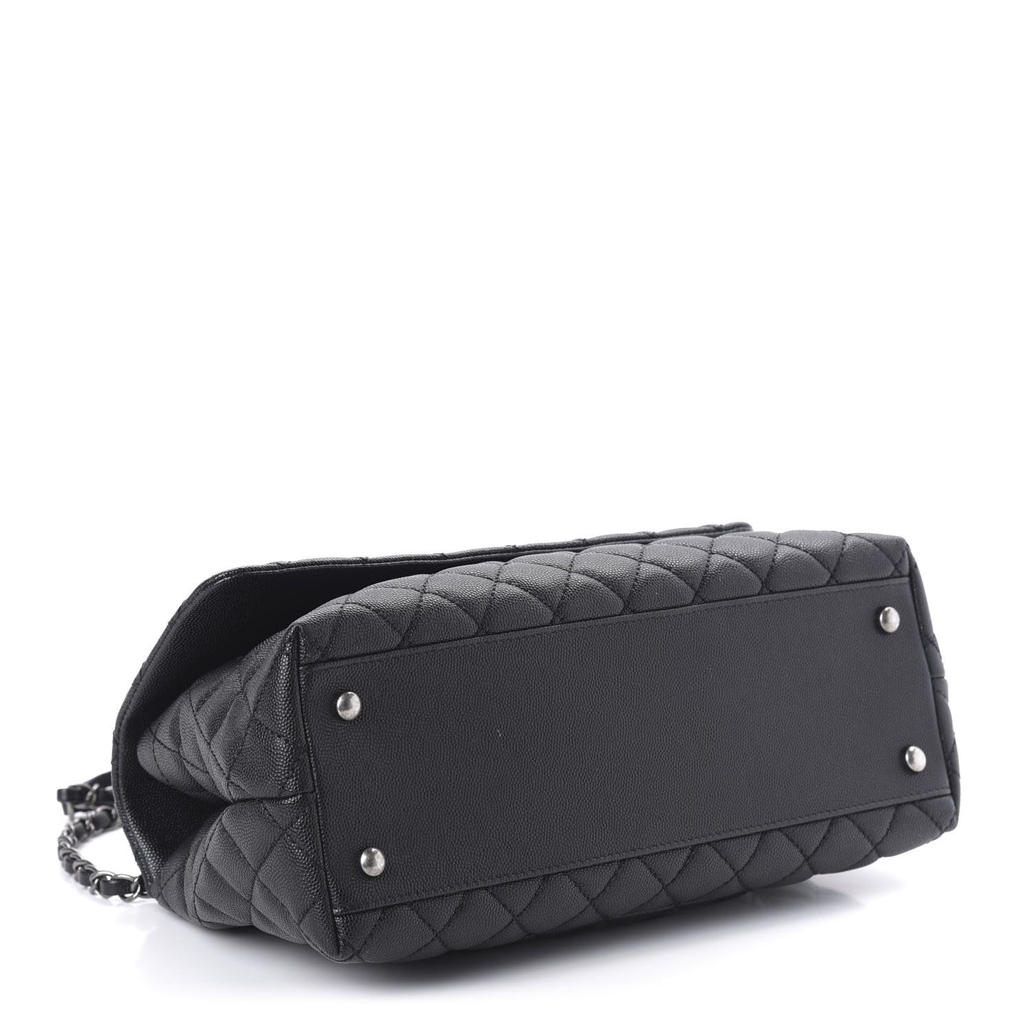 Caviar Quilted Small Coco Handle Flap Black