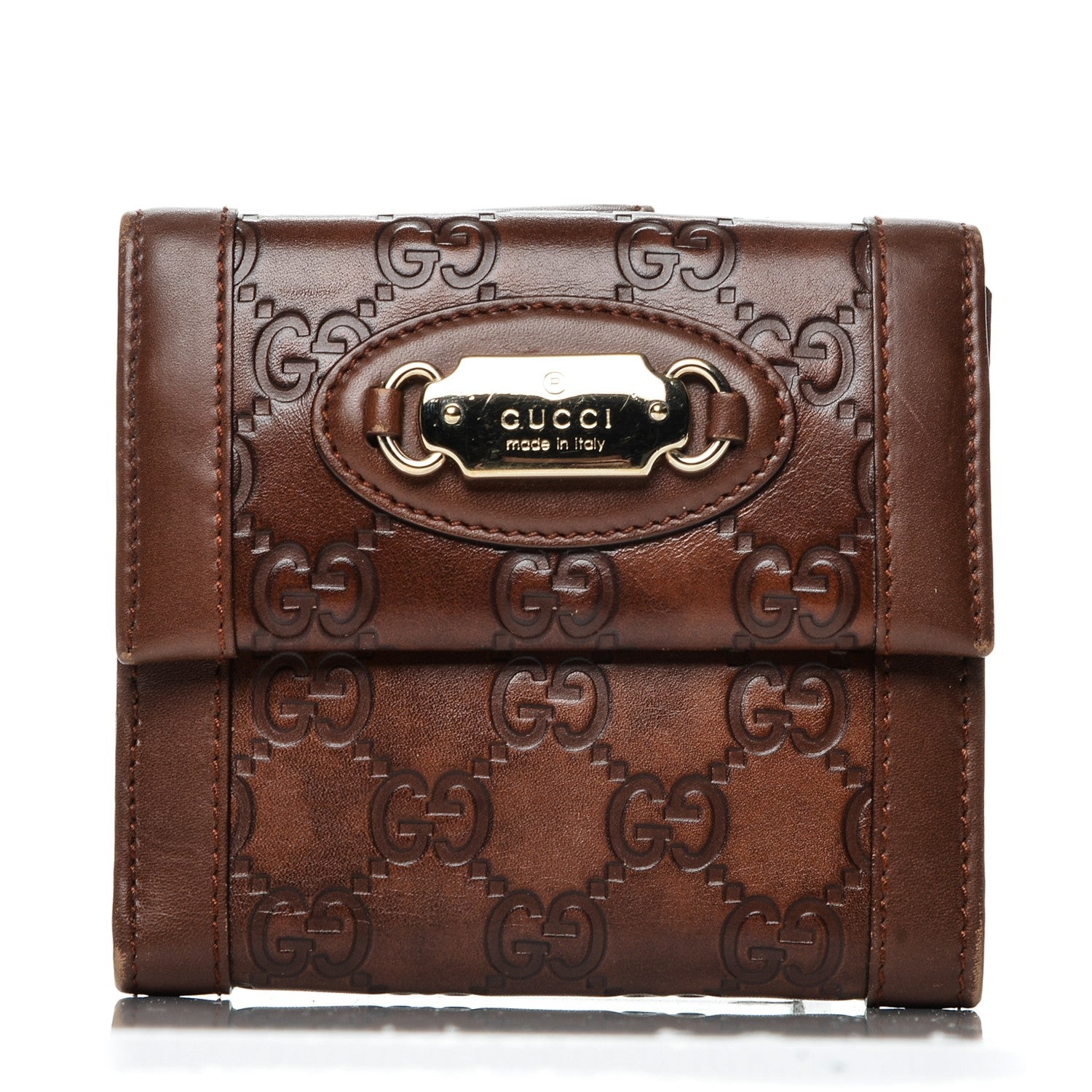 Gucci Guccissima French Flap Wallet Brown 1 of 11