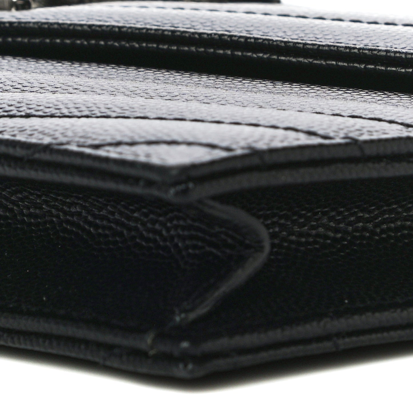 Grain De Poudre Matelasse Chevron Monogram Envelope Chain Wallet Black