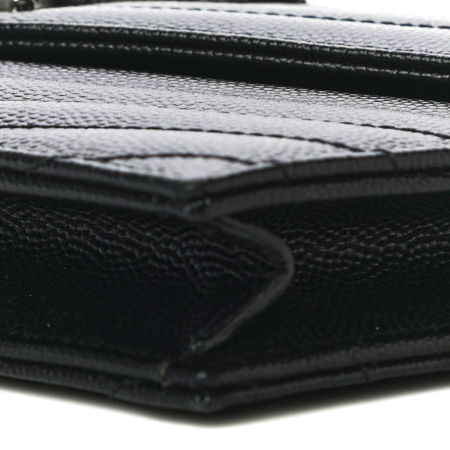 Saint Laurent Grain De Poudre Matelasse Chevron Monogram Envelope Chain Wallet Black 8 of 8