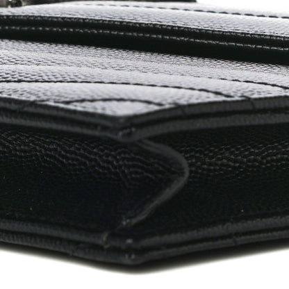 Saint Laurent Grain De Poudre Matelasse Chevron Monogram Envelope Chain Wallet Black 8 of 8