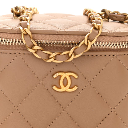 Chanel Lambskin Quilted Pearl Crush Mini Vanity Case With Chain Beige 9 of 12