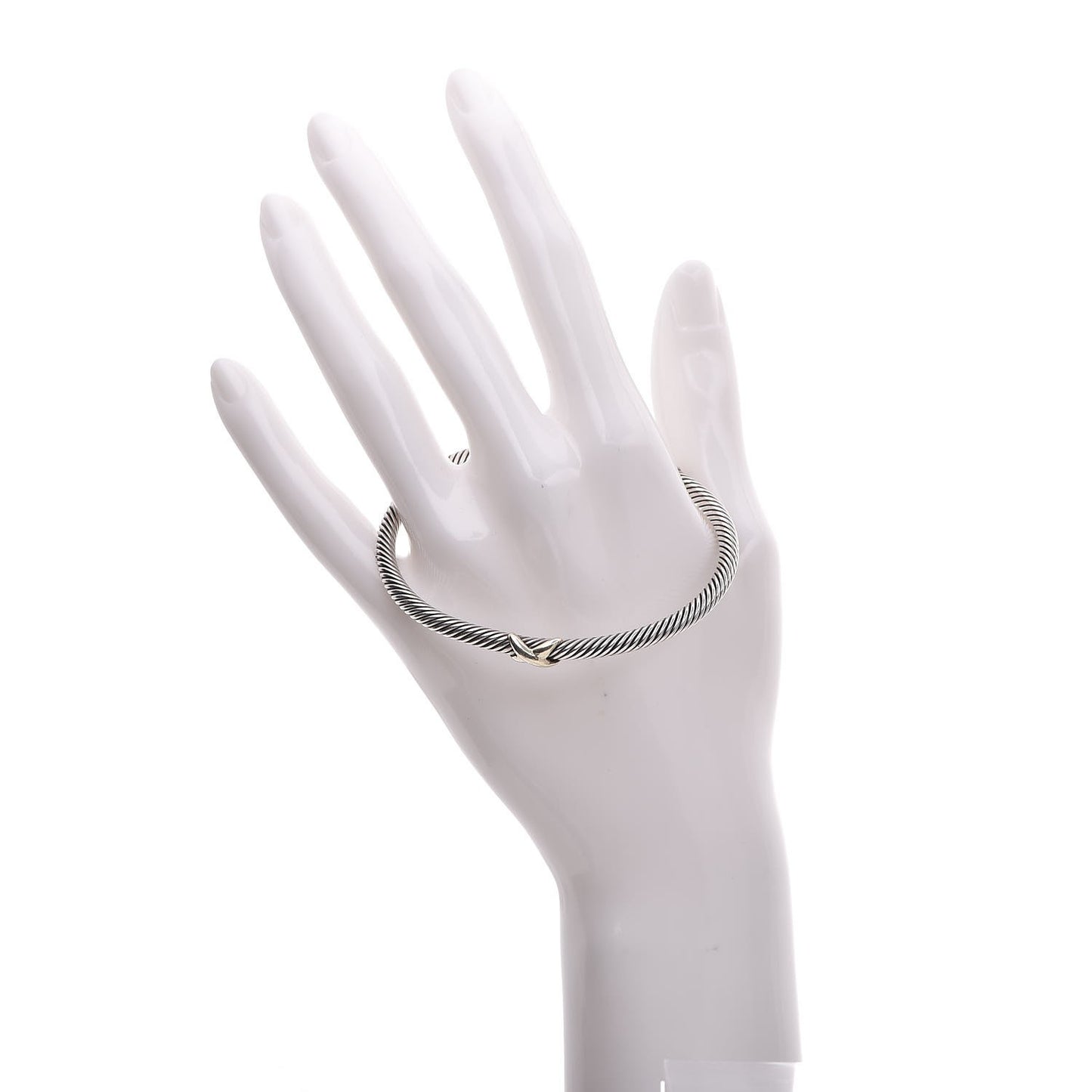 Sterling Silver 18K Yellow Gold 4mm X Station Cable Bracelet