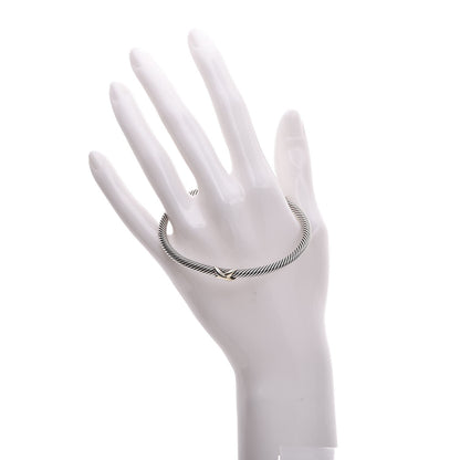David Yurman Sterling Silver 18K Yellow Gold 4mm X Station Cable Bracelet 2 of 4