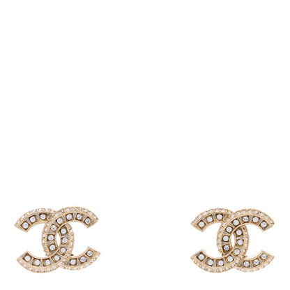 Chanel Crystal Timeless CC Earrings Light Gold 1 of 4
