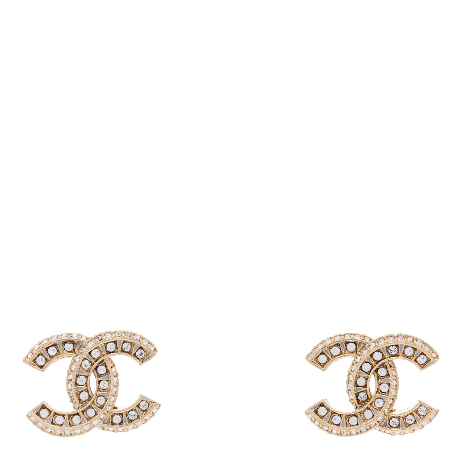 Chanel Crystal Timeless CC Earrings Light Gold 1 of 4