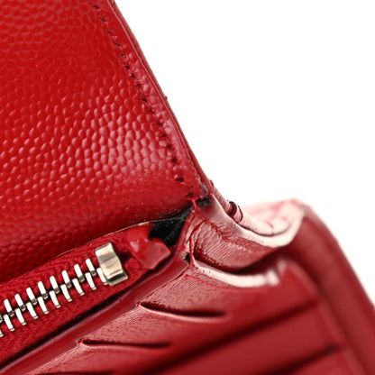 Saint Laurent Grain De Poudre Matelasse Chevron Monogram Compact Tri Fold Wallet Red 13 of 14