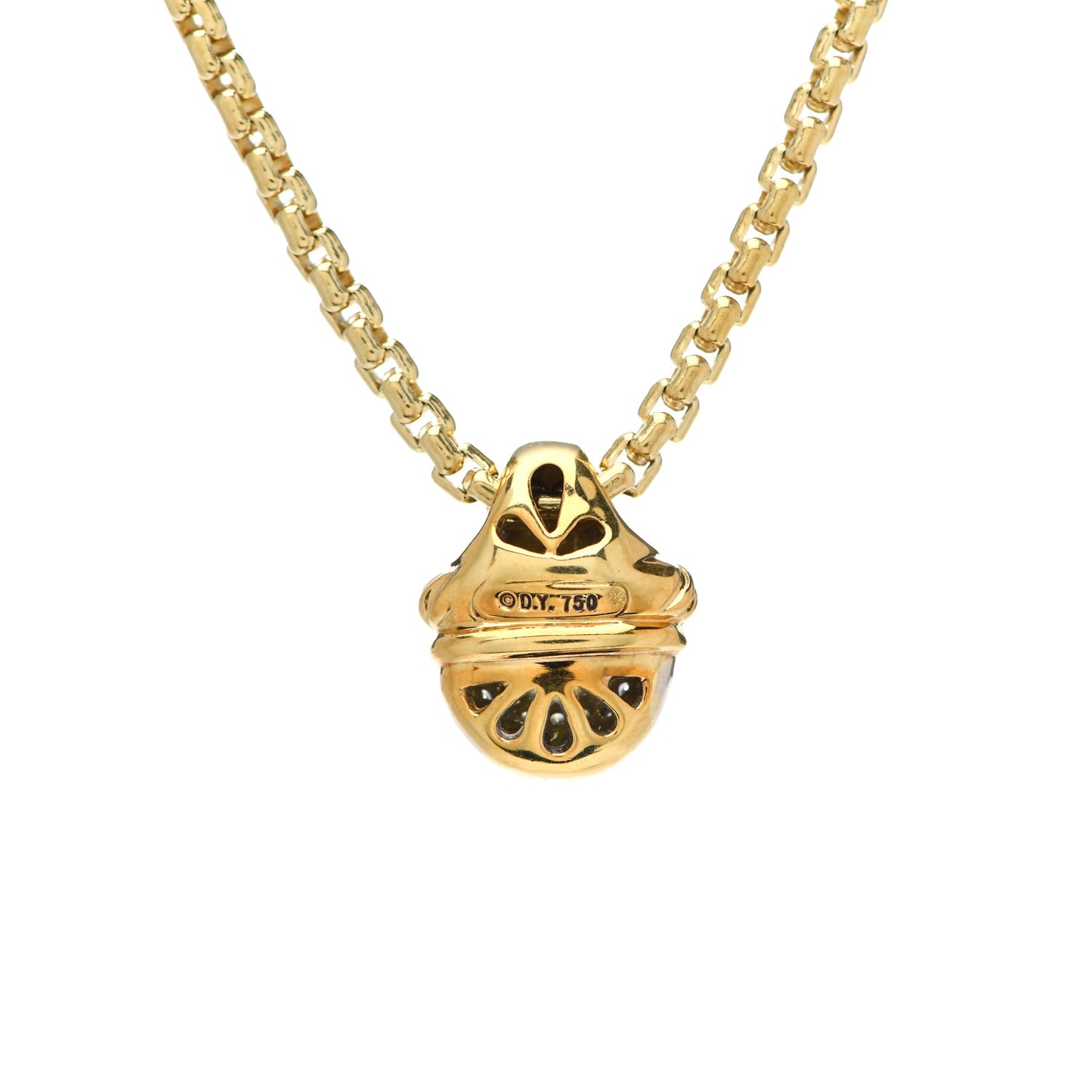 18K Yellow Gold Diamond Acorn Necklace