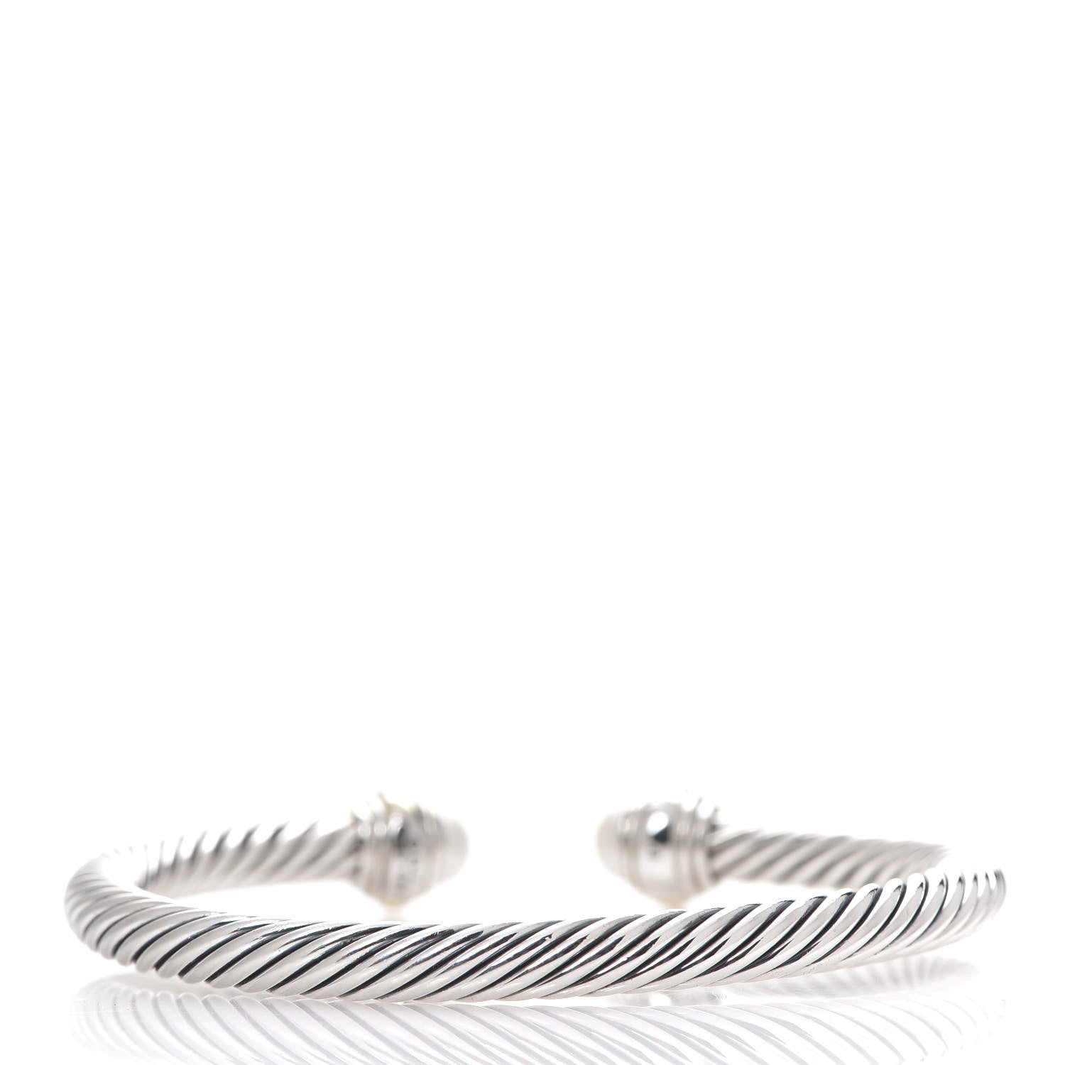 David Yurman Sterling Silver 14K Yellow Gold Pearl 5mm Cable Classics Bracelet 2 of 4