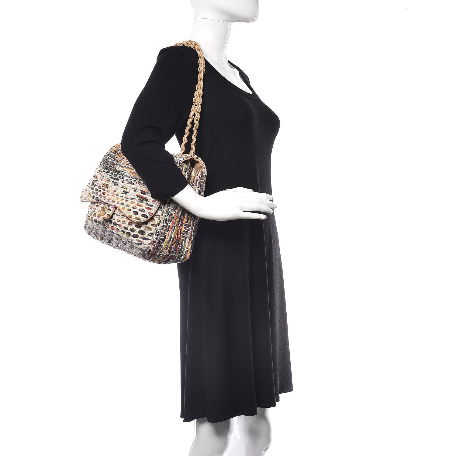 Chanel Tweed Quilted Cuba Single Flap Ecru Orange Lilac 2 of 12