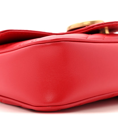 Gucci Calfskin Matelasse Super Mini GG Marmont Shoulder Bag Hibiscus Red 9 of 11