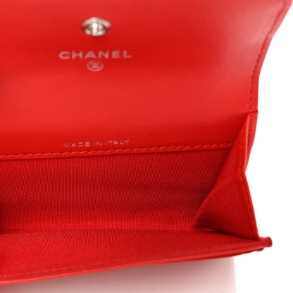Chanel Goatskin Camellia Embossed Card Holder Red 5 of 8